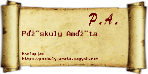 Páskuly Amáta névjegykártya